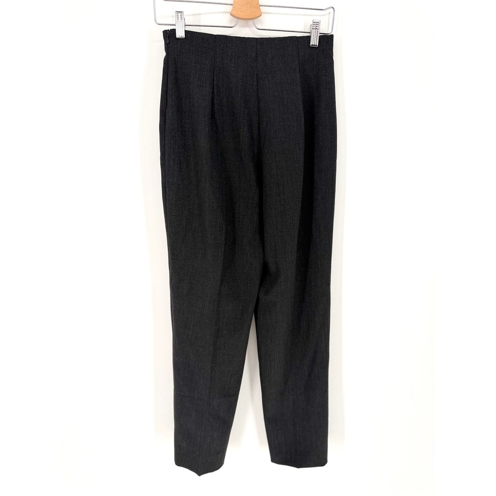 Lafayette 148 New York Dress Pants 2 Charcoal Grey Wool High Waist Straight Leg